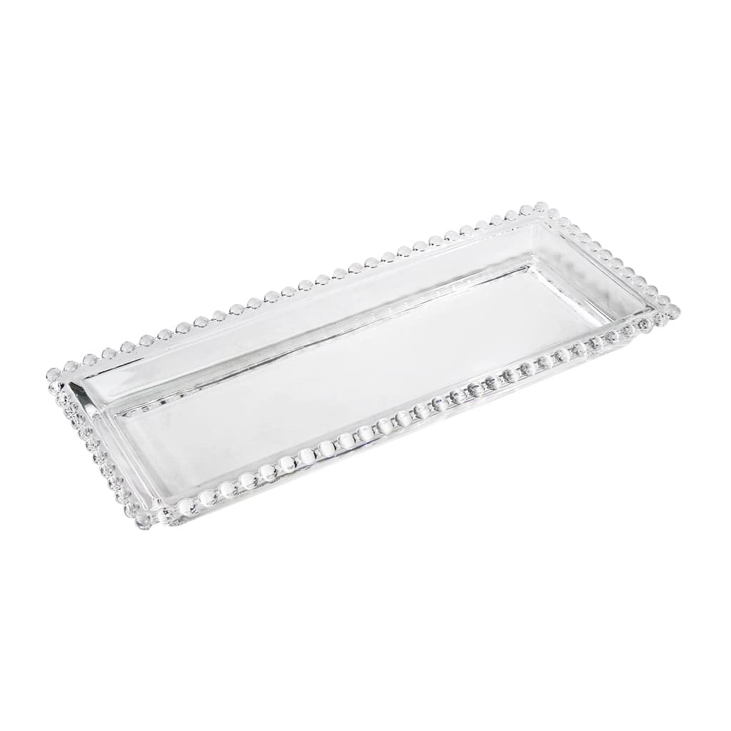 Centro de Mesa Retangular De Vidro Decorativo 30x13x03cm