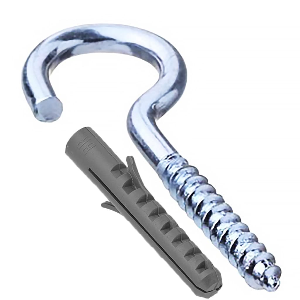 Gancho Parafuso Zincado com bucha 5mm, 6mm, 8mm e 10mm para Fixação em Bloco tijolo Madeira