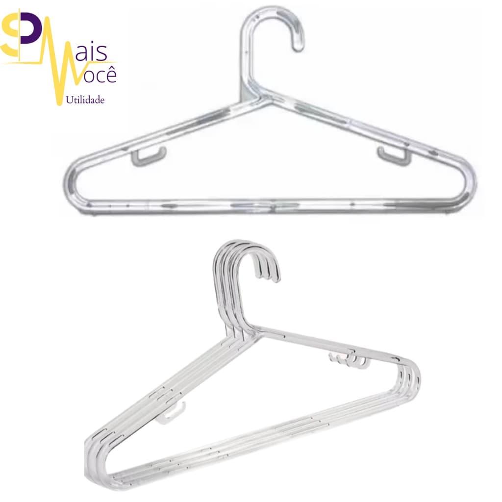 Kit de cabide transparente com 5 peças