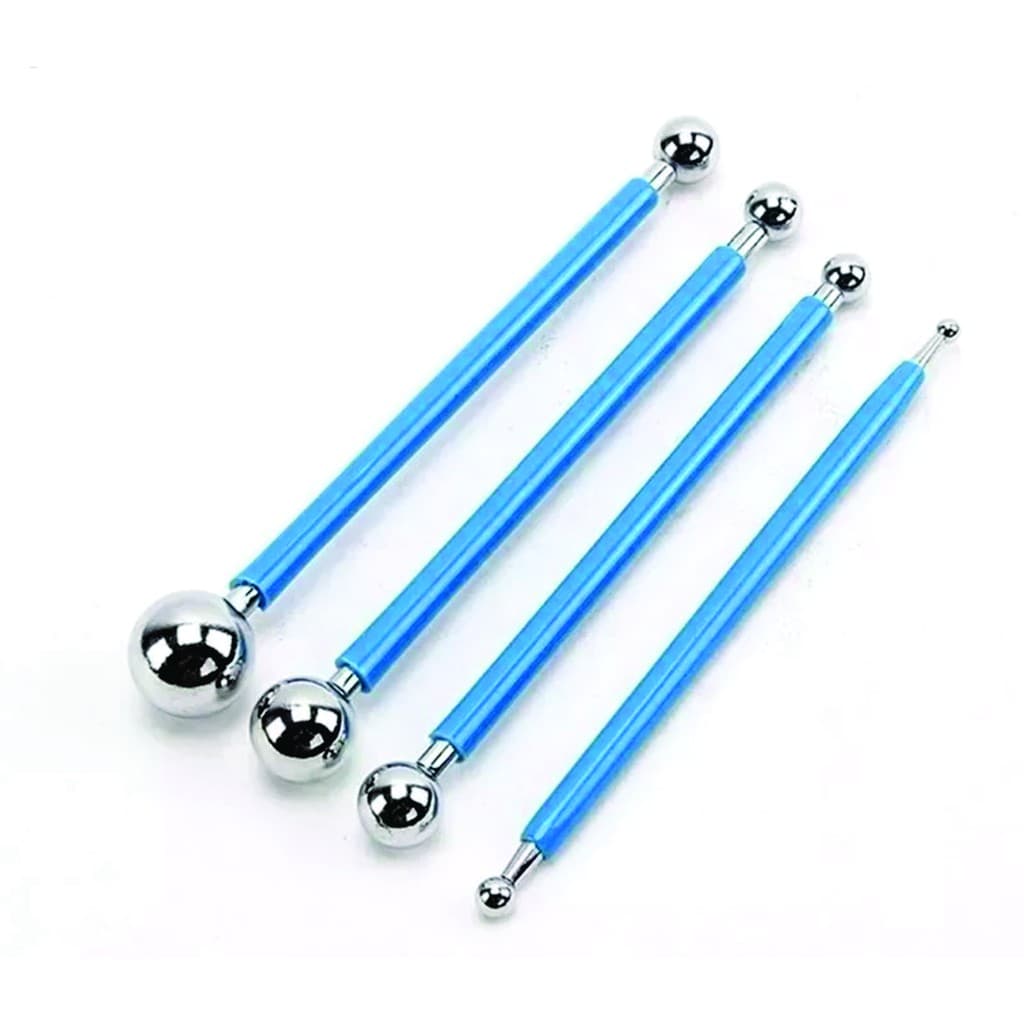 Kit 4 Boleadores Pontas Dupla Metal Inox Artesanato Biscuit