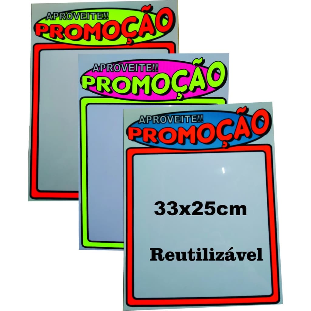 kit promoção placa reutilizável medida 33x 25 cm /5 unidades/para lojas em geral/padaria/FBK