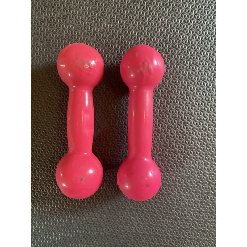 Par de halteres 1kg Rosa emborrachado Treino em casa academia fisioterapia  (Leve defeito de fábricação