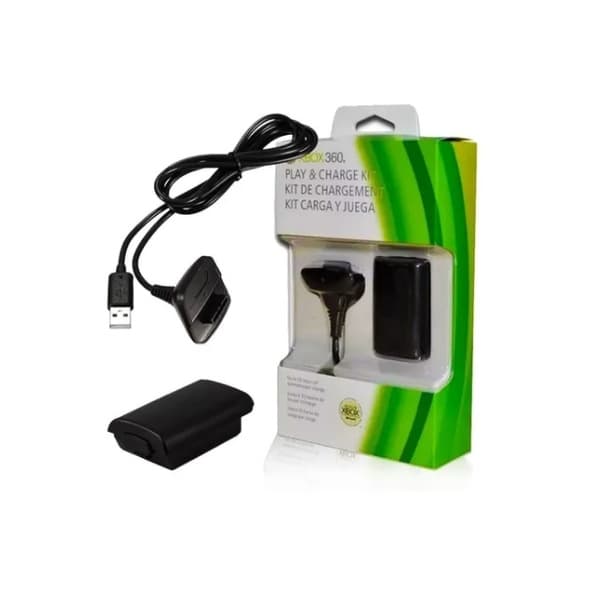 Kit 1 Bateria P/ Controle Xbox 360 + 1 Cabo Carregador 1.4m