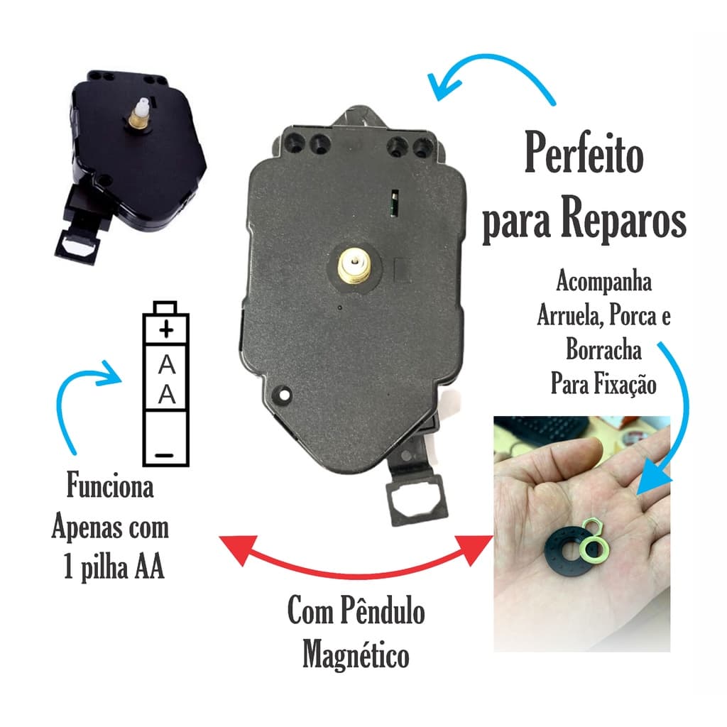 Máquina de Relógio com Ponteiros Pendulo Magnético Maquininha