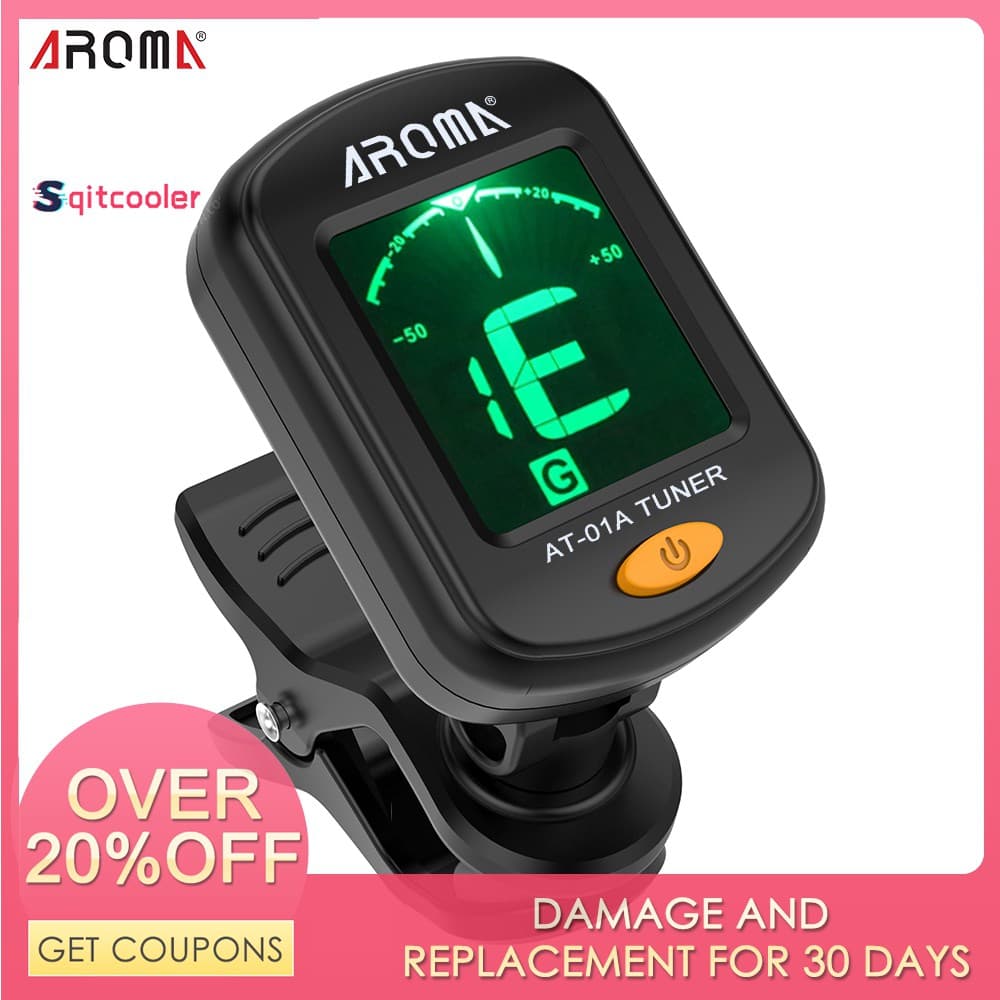 SQC AROMA AT-01A Afinador Giratório Com Clipe E Display LCD Para Guitarra Cromática , Baixo , Ukulele , Violino