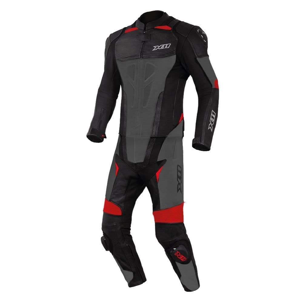 MACACÃO PARA MOTOCICLISTA X11 SPEED 2 Preto Cinza e vermelho