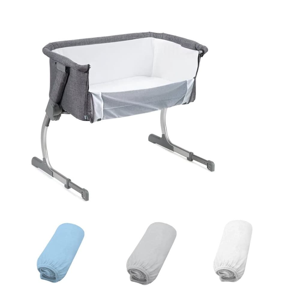 3 Lençóis berço portátil Safety st1 side by side Branco/Cinza/Azul