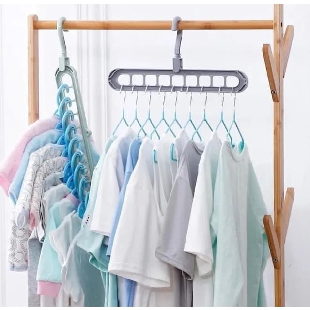 Kit 3 Cabides Mágico 9 Furos Dobrável Organizador De Roupa