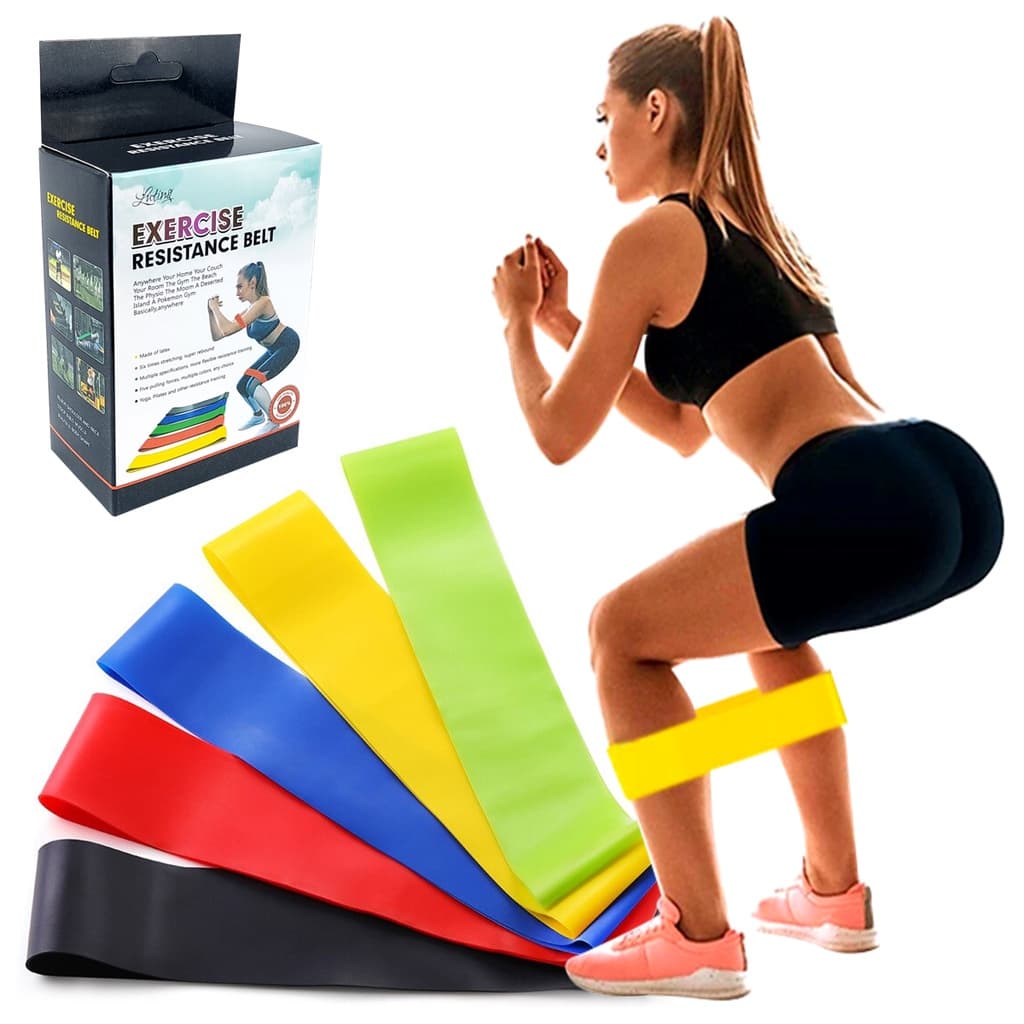Kit 5 Faixas Mini Band Exercícios Multifuncional Yoga Fisioterapia e Treino Resistance Belt