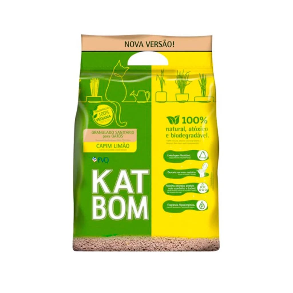 Areia Katbom Granulado Sanitário Para Gato Capim Limão 3kg