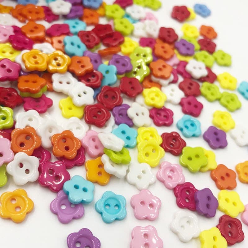 100 Peças Botões De Flores De Resina Mista 11mm 2 Furos Costura DIY Scrapbooking Decoração De Vestuário PM63