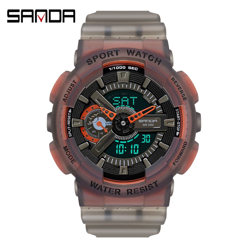 SANDA Relógio Masculino à Prova D'água Moda Relógio Masculino Digital Luxo Casual Masculino 3029