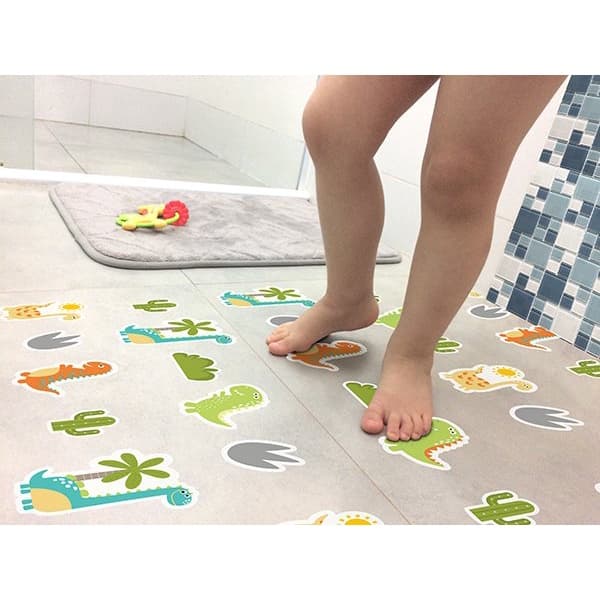 Adesivo Piso Banheiro Antiderrapante Dinossauro Baby 2 17un