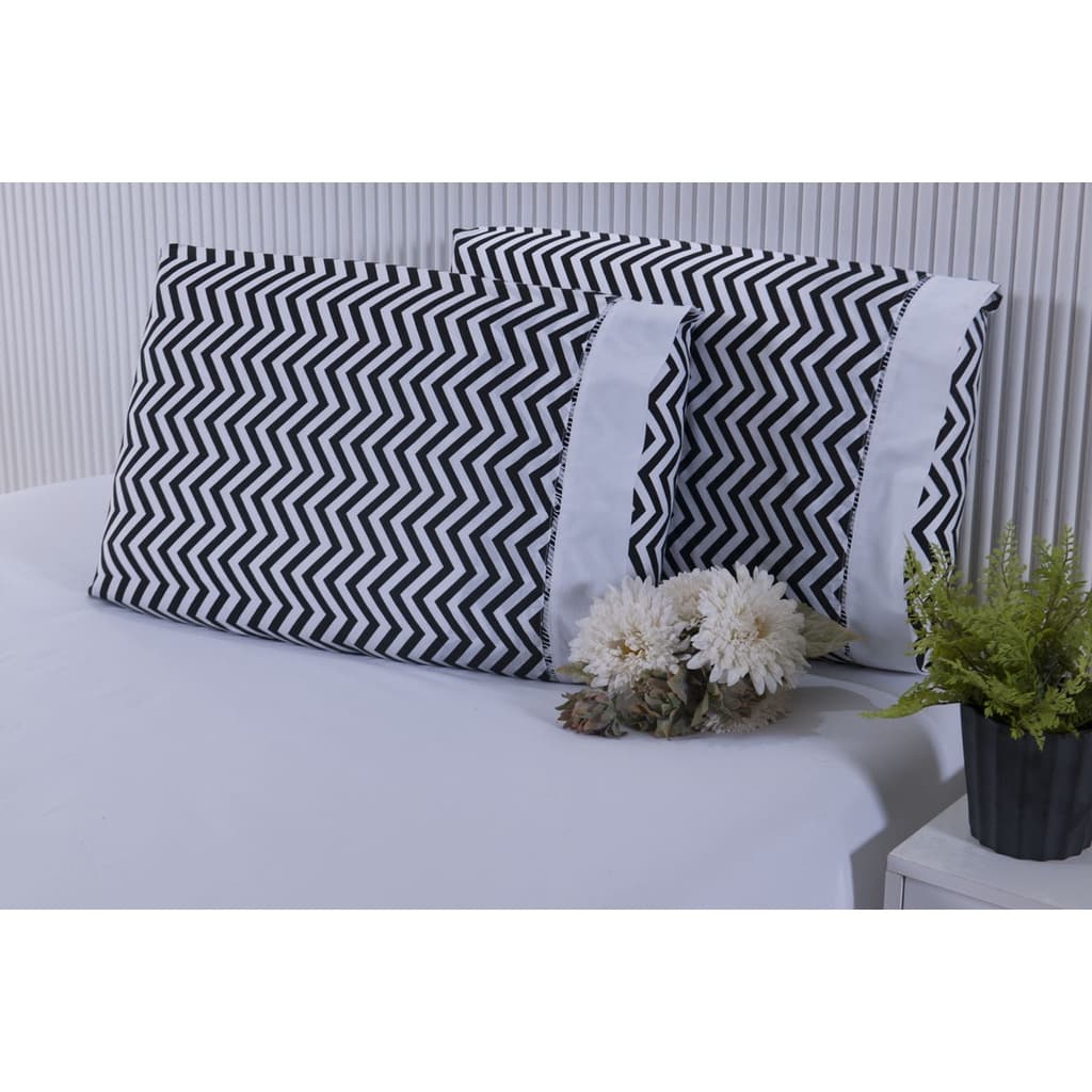 2 Fronhas King 90x50 100% Algodão 150 Fios Ponto Palito Chevron