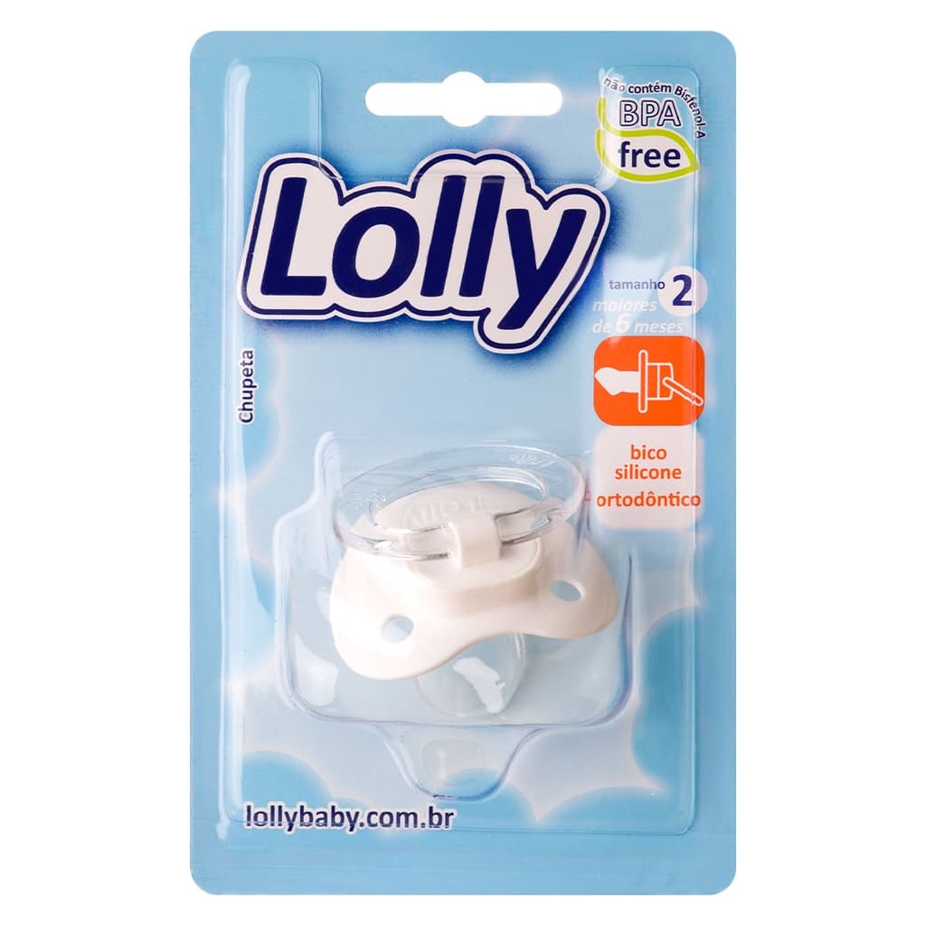 Chupeta Special Bico Silicone Ortodôntico Tamanho 2 Branco Lolly