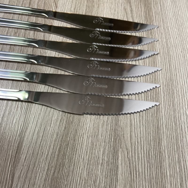 Jogo de 6  Facas de serra Toda em Inox  Silver ref 12764  - Faca de Churrasco - Faca de Serrinha