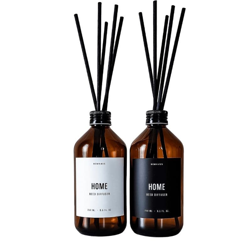 Frasco Ambar Para Difusor Com Varetas De Fibra Vidro Preta Bemhaus Aromatizador Ambiente