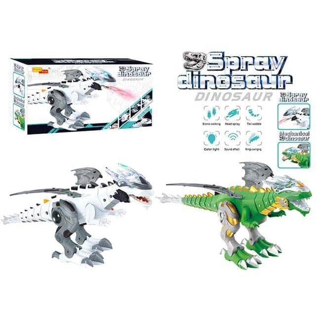 Dragão Robo Brinquedo Dinossauro Anda Bate Asas Solta Fumaça