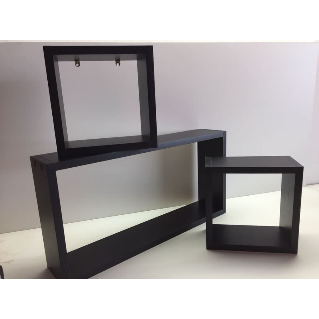 3 Nichos 35x20 / 20x20 / 20x20 Mdf Preto Personalizado