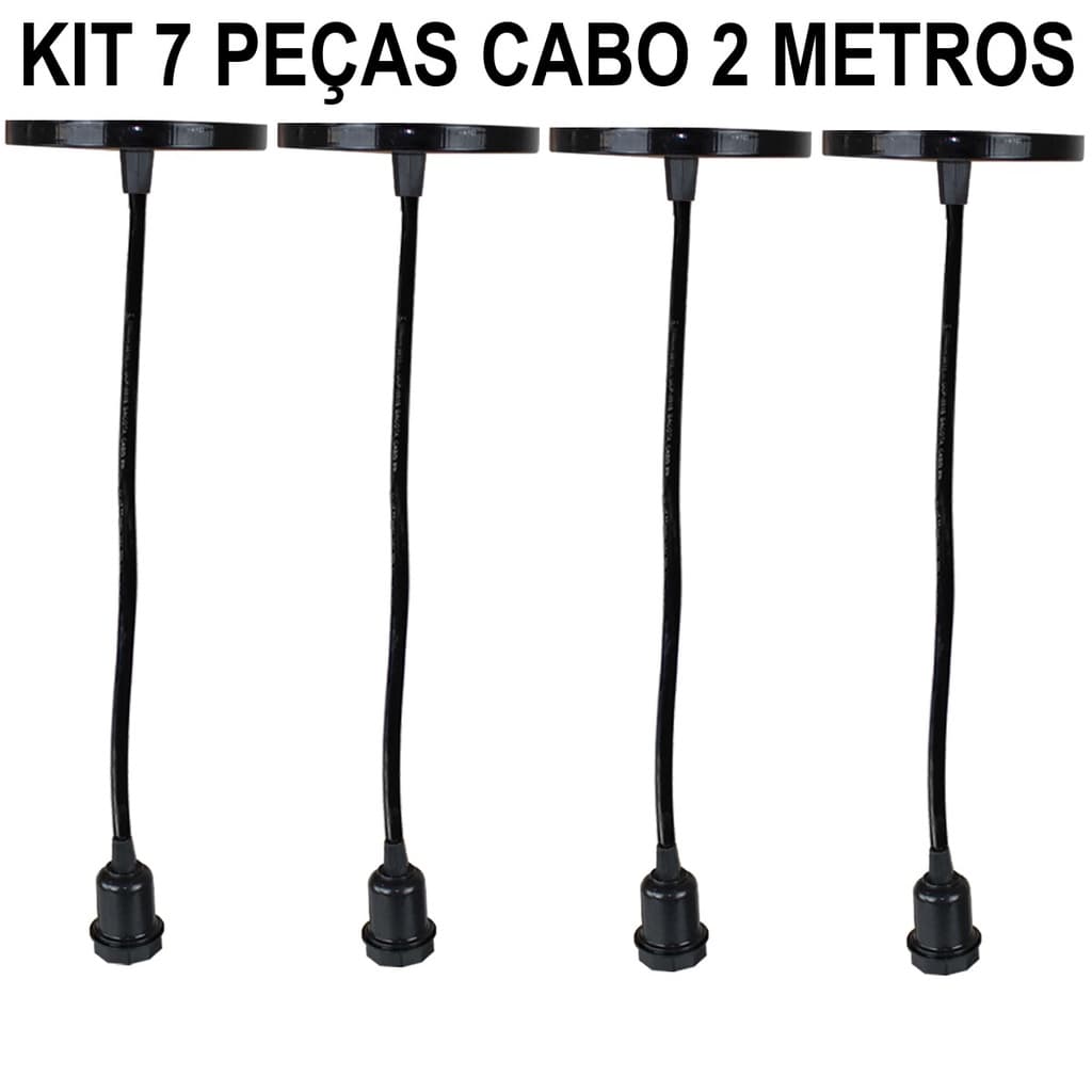 kit 7 pendentes Retrô fio de 2 metros para decoração