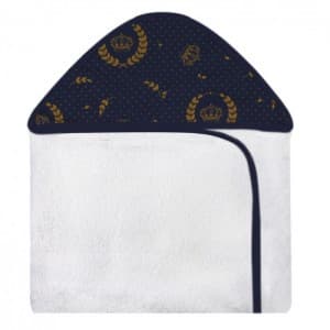 Toalha Com Capuz Estampado Coroa Dourada Forrada Com Tecido Toalha Fralda 100% Algodão