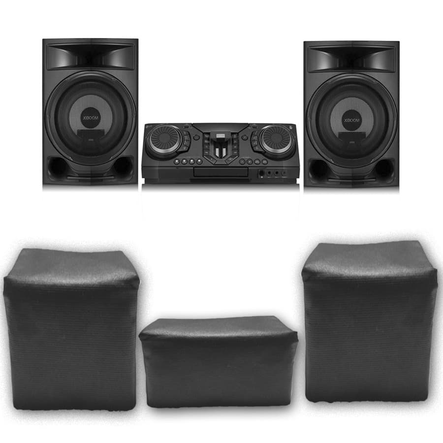 Kit 3 Capas Pra Mini System LG CL87 Impermeável Preta Flanelada