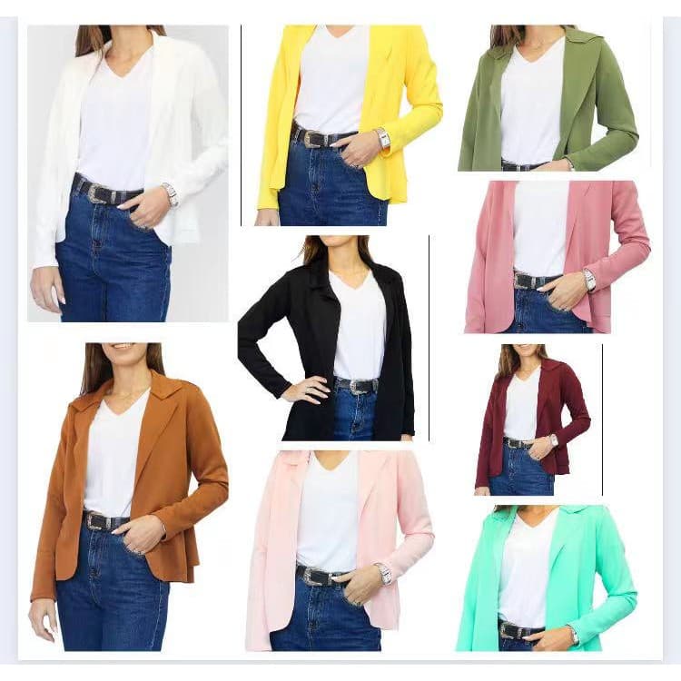 Blazer Casaquinho Feminino Neoprene Casaco curto terninho Social aberto
