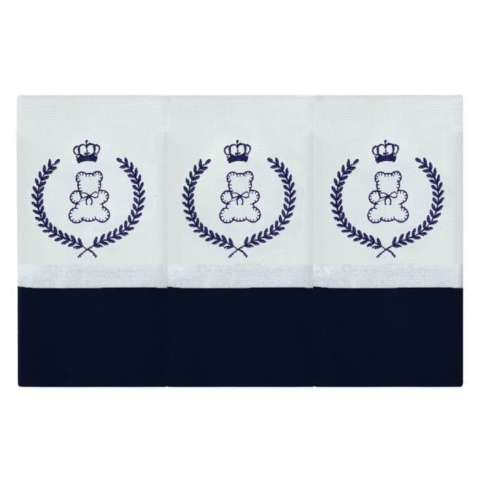 Kit de 3 Fraldas de Boca Bordada Urso Imperial Tecido Toalha Fralda Dupla 100% Algodão