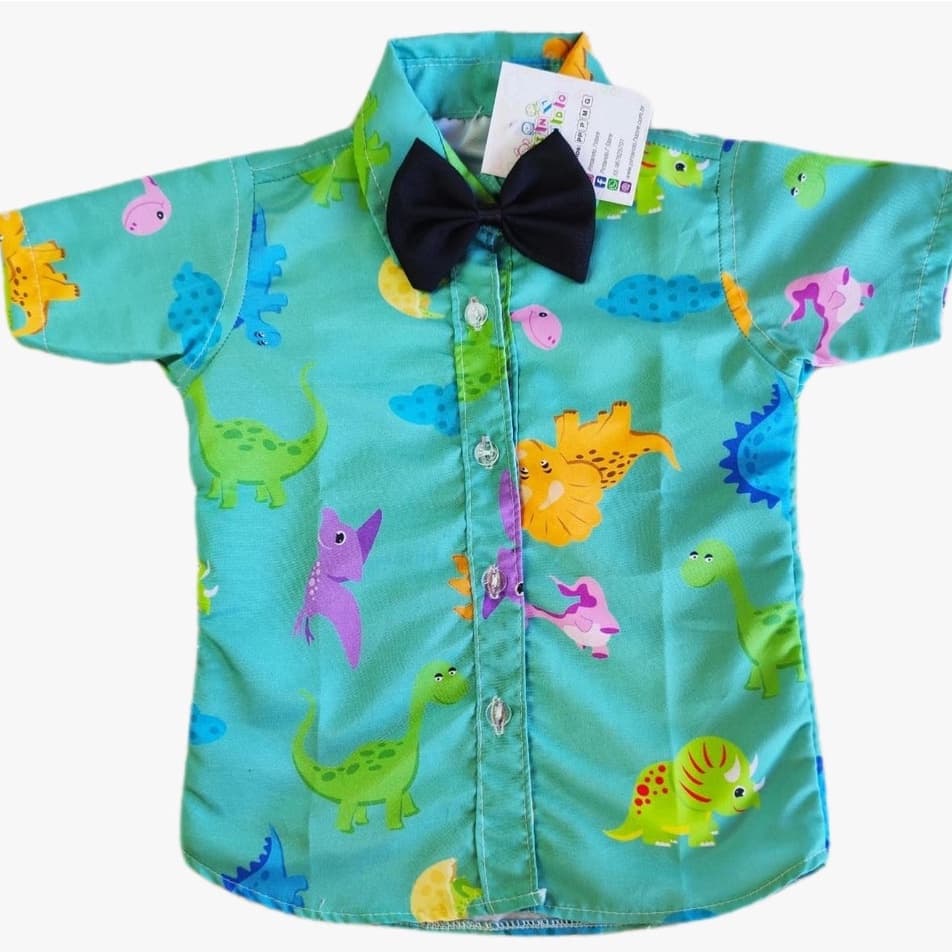 Camisa Temática DINOSSAURO. infantil social menino com gravata