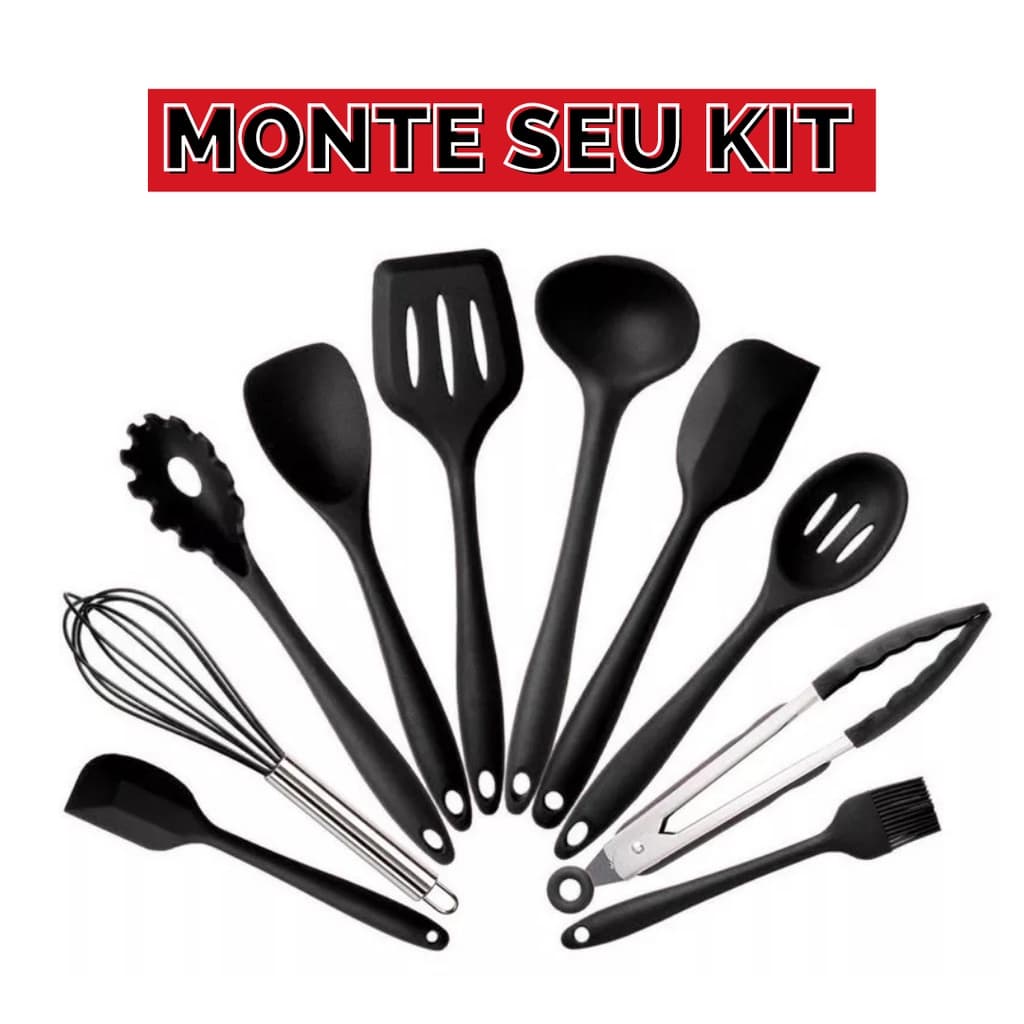 Utensílios De Cozinha De Silicone Preto Premium