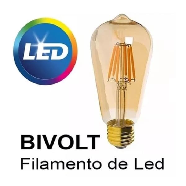 1 Lampadas St64 Led - Skyshow Bivolt Vintage Retro Loft
