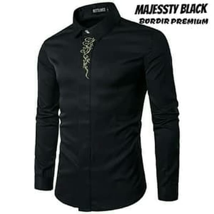 KEMEJA MAJESTY Camisa De Manga Comprida Para Homens , Moda POPULAR SLIM FIT FORMAL CASUAL Escritório Homem HEM