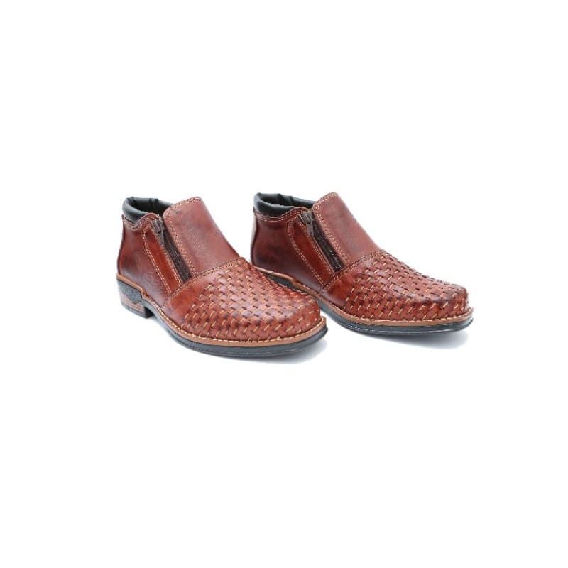 Bota Country Masculina em Couro Legítimo Zíper com Detalhes em Costura feito a mão Atacado Promoção Costurada na Sola