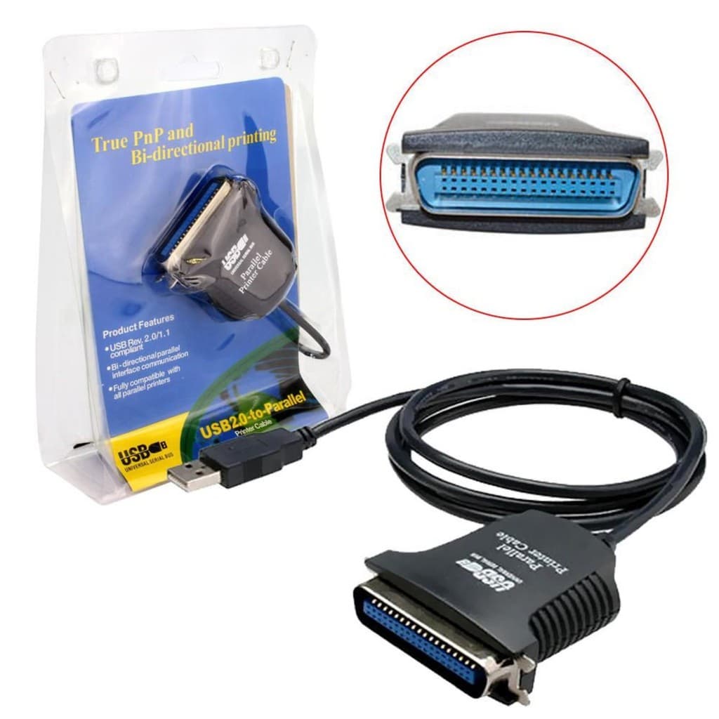 Cabo USB adaptador para impressora paralela 1284 USB 2.0 e 1.1