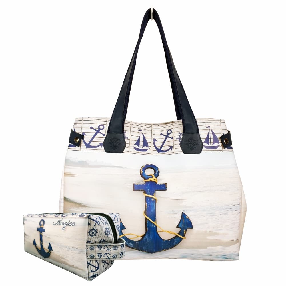 Bolsa Feminina Nécessaire Feminina Praia Grande AdultoImpermeável Âncora Azul Magicc Bolsas BN-190