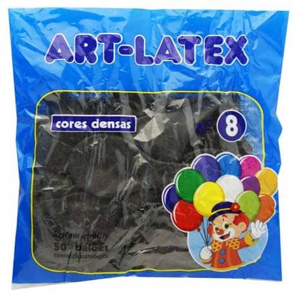 Balão Liso Número 8 ART LATEX Bexiga P/ Festas Aniversários C/50 Unidades preto