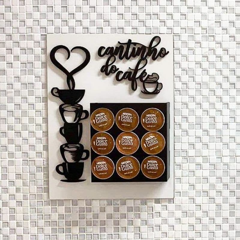 Porta cápsulas de parede cantinho do café MDF 3mm
