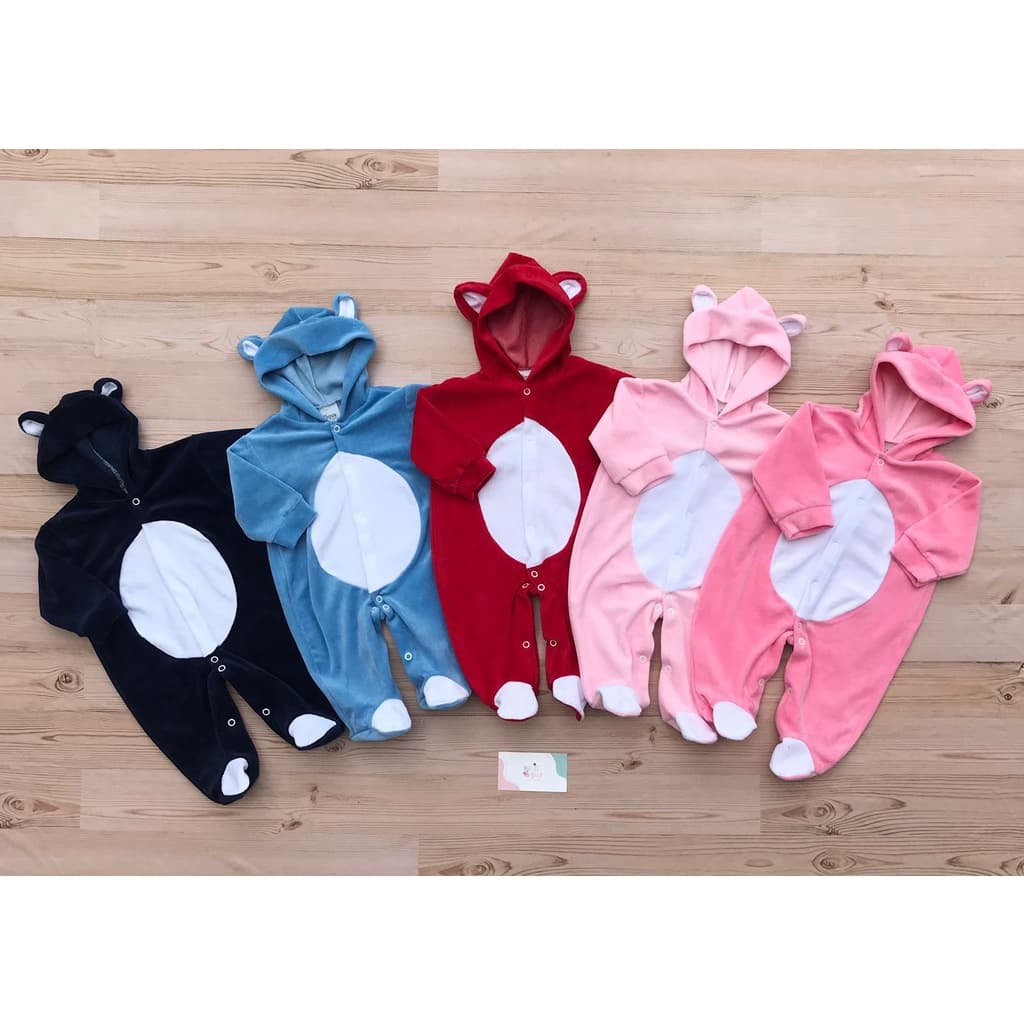 Macacão de Plush Recém Nascido Bebê Menino/Menina