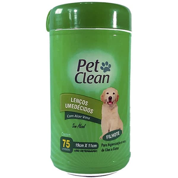 Lenço Umedecido Pet Clean para Cães e Gatos Filhotes