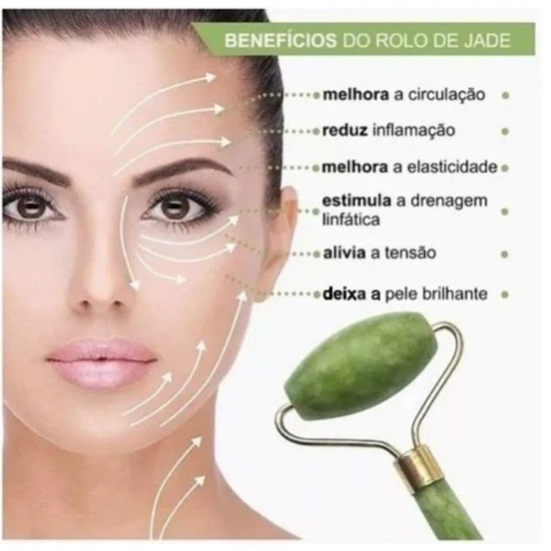 Rolo Massageador Pedra Jade Massagem Anti Idade