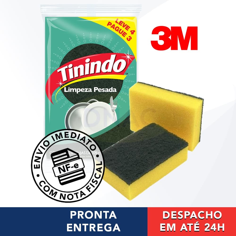 Esponja Lava Louça Limpeza Multiuso Pesada Tinindo 3m 1x4 Un