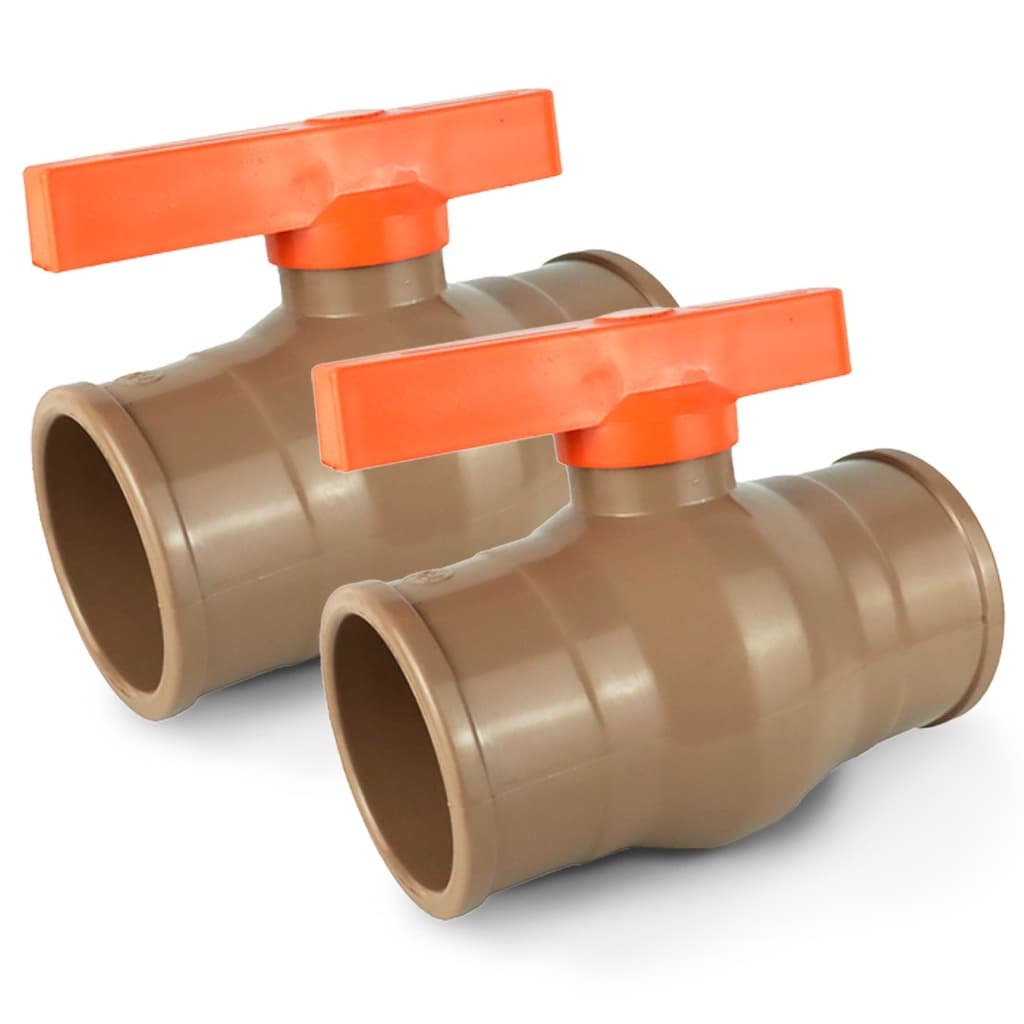 2x Registro De Esfera 40mm (1.1/4") Soldável PVC Monobloco Marrom