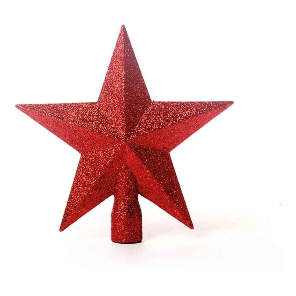 Estrela Ponteira Com Glitter 15cm Para Arvore De Natal E72005