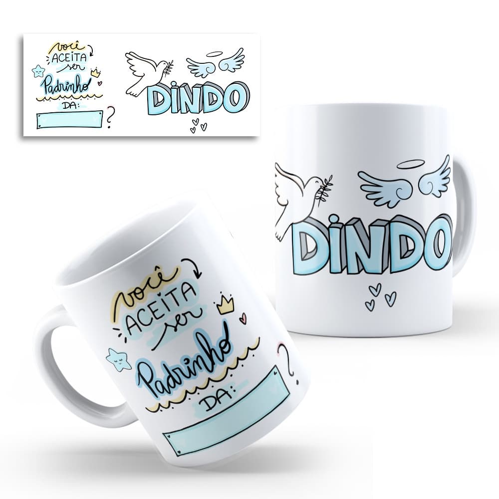Caneca Dindo e Dinda Personalizada - Melhores Dindos Mega Oferta !!!