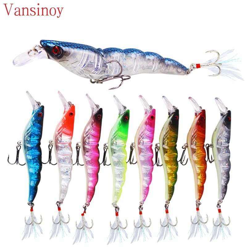 Ataque Completa Camarão Isca De Pesca 13.6g / 9.5 Centímetros Sinking Plástico Artificial Camarão Perch Hart Isca Com Tanque De Sangue Gancho Pena Gancho Isca