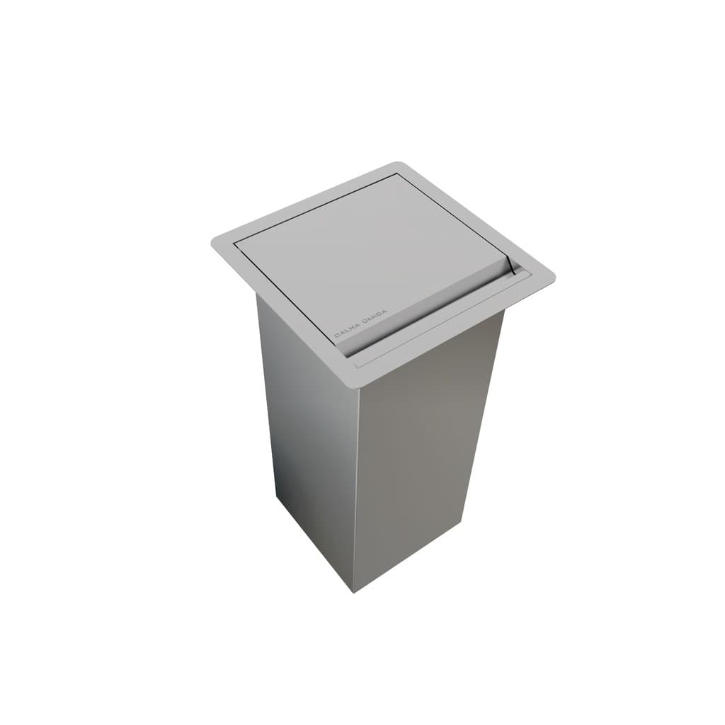Lixeira De Embutir Quadrada Inox 7 Litros De Bancada