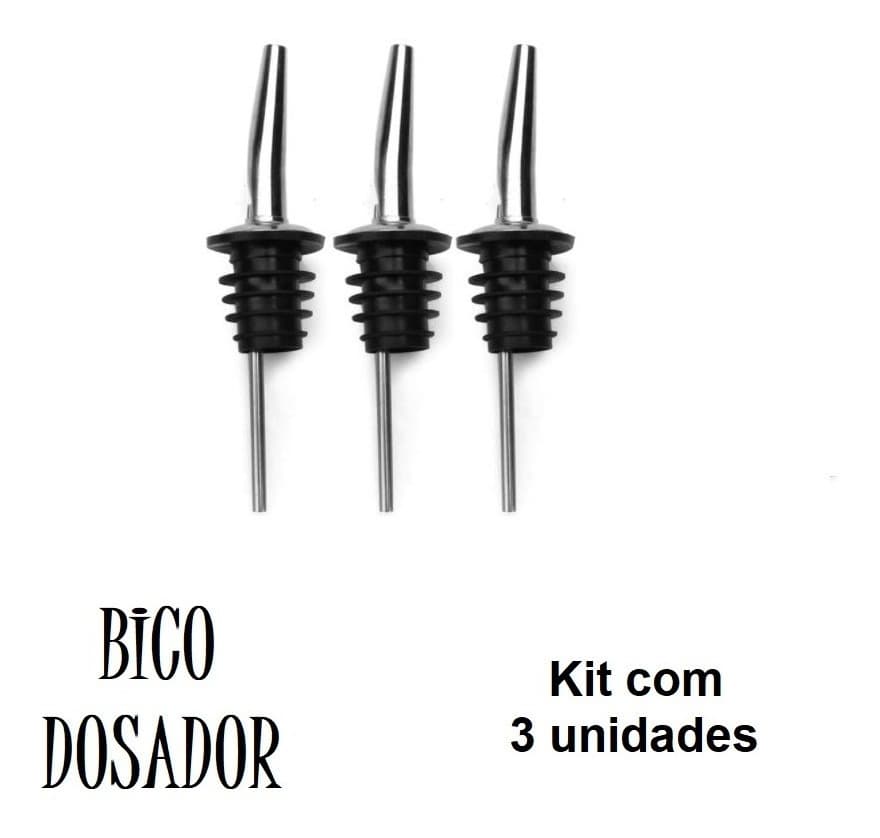 Kit 3 Bicos Dosador Inox Biqueira Bar Bartender Bebidas