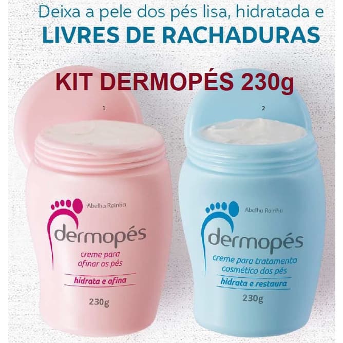 Kit Creme Para Os Pés Hidrata e Afina + Creme Para Tratamento Dos Pés Hidrata e Restaura - Dermopés - Abelha Rainha 230g