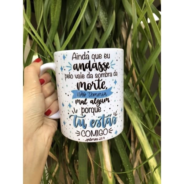 Xícaras de Café de Porcelana Personalizada Frase Biblíca