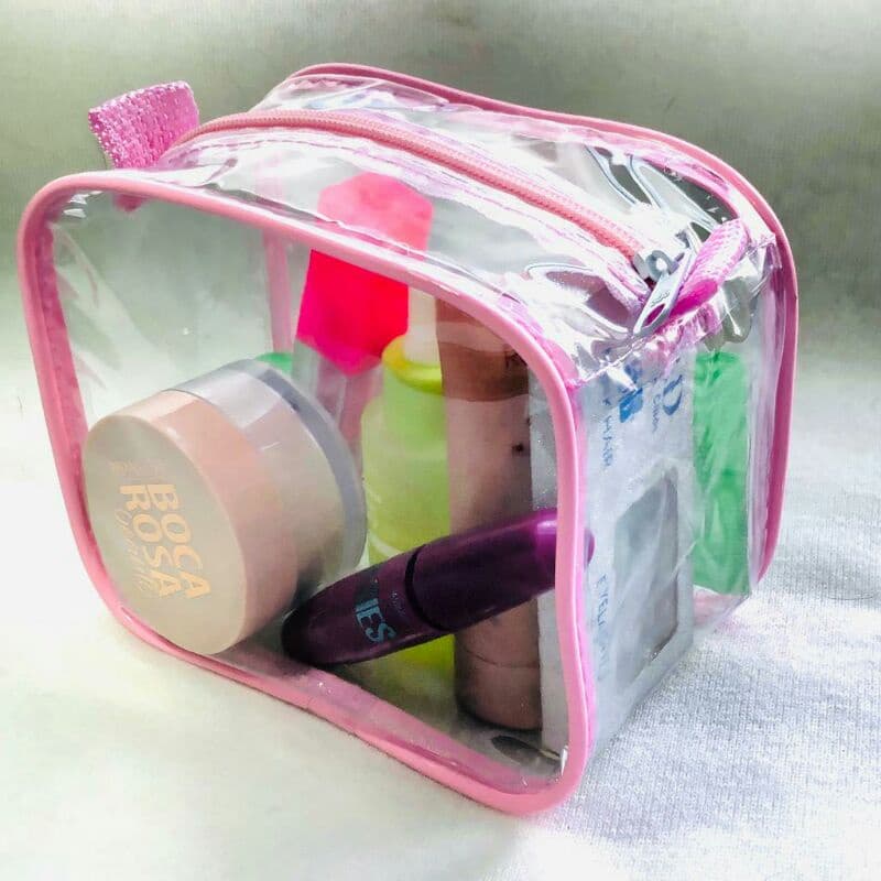MINI necessaire transparente e ROSA para viagem, multiuso,maquiagem ,esmalte